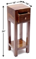 Umark Sheesham Wood Bedside End Table | Side Table With A Drawer For Home Decor |Living Room | Single Table, Brown