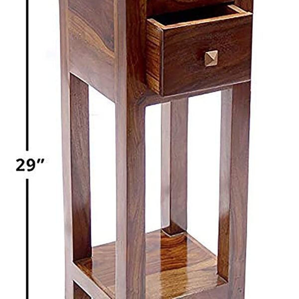 Umark Sheesham Wood Bedside End Table | Side Table With A Drawer For Home Decor |Living Room | Single Table, Brown
