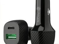 Unigen Dual Port Car Charger (75W) (USB-C PD + USB QC 3.0), Compact Metal Car Charging Adapter Compatible with iPhone, Android Smartphones, Earbuds, Smartwatch & Power Bank (Black)