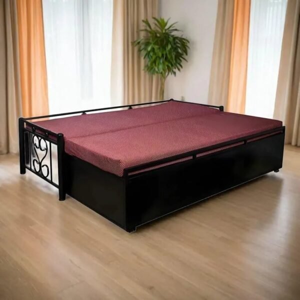 Universe Furniture Relax Metal Divan Sofa Cums Bed King Size for Home Furniture | Living Room Metal | with Storage | Divan Sofa Cums Bed | Divan Sofa Cums Bed Brown Fabric Color
