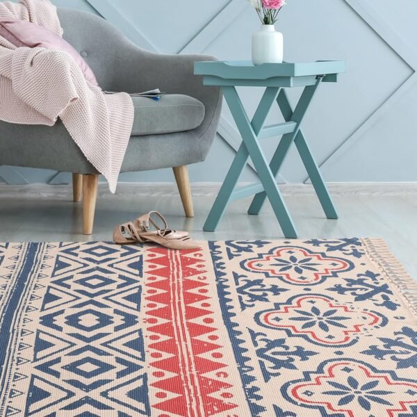 Urban Space 100% Cotton Tufted Carpet for Living Room, Dhurrie Floor Carpet, Thick Bohemian Printed Rug for Bedroom with Tassels (3 ft x 5 ft, CPRugs009)
