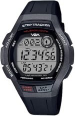 V2A STEPO 50 Lap Memory 5ATM Waterproof Unisex Fitness Sports Watch with Step Counter Stop Watch and Countdown Timer (Black-Grey)