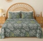 VAS COLLECTIONS Cloud Cotton Double Bedsheet 180 TC | Soft & Breathable Cotton Bedding Set with 2 Pillow Covers | Elegant Floral Printed Bed Sheet for Bedroom & Home | 90 x 90 Inches (Botanical Sage)