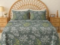 VAS COLLECTIONS Cloud Cotton Double Bedsheet 180 TC | Soft & Breathable Cotton Bedding Set with 2 Pillow Covers | Elegant Floral Printed Bed Sheet for Bedroom & Home | 90 x 90 Inches (Botanical Sage)
