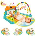 VEBETO Play Gym for Babies 0 to 12 Months (1 Year Warranty) Musical Piano Keyboard Activity Play Mat for Kids Newborn Fitness Rack Hanging Rattles Lights Tunes Music for Baby Boys Girls