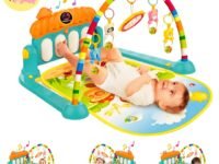 VEBETO Play Gym for Babies 0 to 12 Months (1 Year Warranty) Musical Piano Keyboard Activity Play Mat for Kids Newborn Fitness Rack Hanging Rattles Lights Tunes Music for Baby Boys Girls