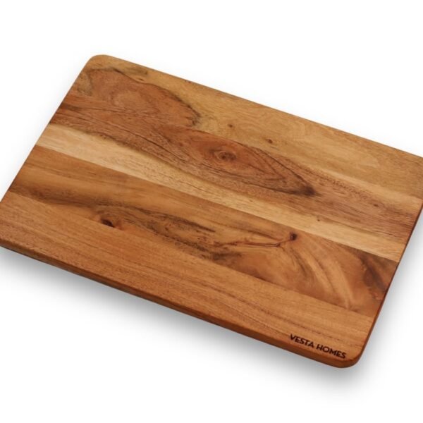 Vesta Homes Wooden Chopping Board, Cutting Board, Serving Board, Charcuterie, and Cheese Board for Kitchen | Natural Acacia Wood | 38x25x1.5 cm | Handcrafted in India