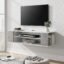 WAMPAT White Floating TV Stand Wall Mounted, Floating TV Shelf Entertainment Center Media Console TV Cabinet Wood Storage Hutch Under TV for Living Room,Grey White,39.4 Inch