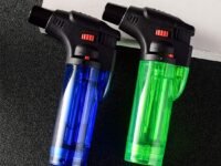 WBD Metal Butane Torch - Refillable Adjustable Flame Chef Cooking Torch for BBQ Ignition and Picnic - Windproof Lighter (Random Color) Pack of 2