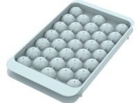 WIBIMEN Plastic Ice Cube Tray For Freezer With Lid, 1"X33 Round Ice Cube Mold, Small Circle Ice Cube Tray Making Sphere Ice Chilling Cocktail Tea Coffee (One Ice Tray, Blue)