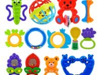 WISHKEY Plastic Colorful Non Toxic BPA Free Shake & Grab Rattles and Soothing Teethers for Babies & Infants, Early Age Toys for Kids (Pack of 13, Multicolor)