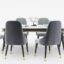 WOODEN SPACE 6-Seater Wooden Dining Table Set | Nano Composite Marble Top | Solid Wood Base | Modern Dining Room Furniture with 6 Chairs (Gray)