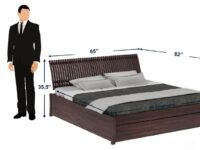 WOODLAB Furniture Solid Sheesham Wood Queen Size Bed with 1 Drawer Storage Wooden Double Bed Furniture Palang for Bedroom Living Room Home (Walnut Finish)