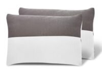 Wakefit Hollow Fiber Sleeping Pillow | Height Adjustable | Soft & Fluffy Comfort | White & Grey | 27 x 16 Inch | Set of 2 |Free Extra Fiber for Custom Comfort (300 Grams)
