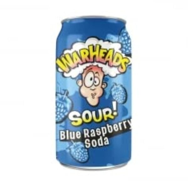 WareHeads Sour Blue Raspberry Soda 355ml (Pack of 6 Cans X 355ml Each)