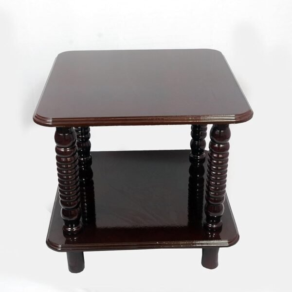 Wooden Coffee Table for Living Room with Polished Finish Teapoy- Square Shape