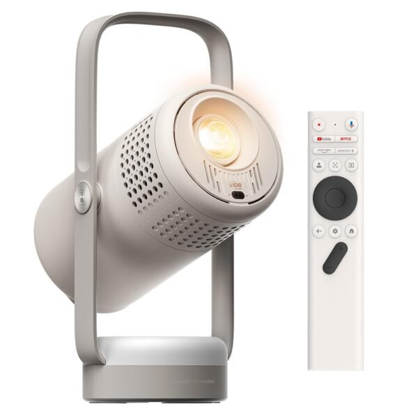 XGIMI Vibe One 1080p Full HD Projector, Official Netflix & Google TV, Supports 4k Ultra HD, Built-in Battery (1.2 Hrs Playtime), 250 ISO Lumens(320 ANSI), 2×3W JBL Speakers, Auto Keystone & Auto Focus | Google TV with Licensed Netflix, JBL Sound, Built-in Battery, Auto Focus & Keystone, HD Projector for Bedroom, and Backyard