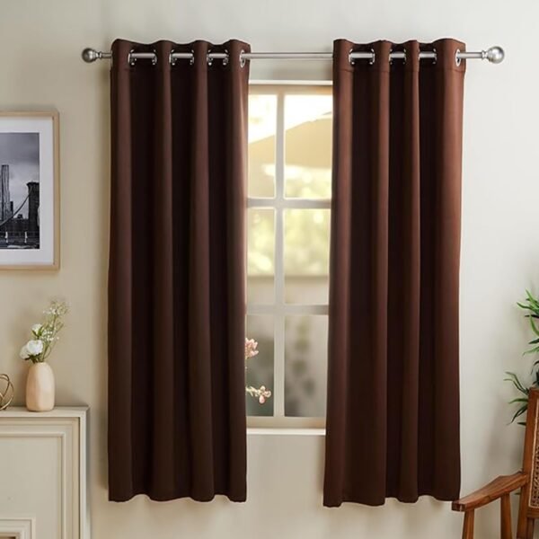 amazon basics 100% Room Darkening Blackout Window Curtains – Set of 2, Plain Design for Bedroom and Living Room, 5 Feet, Coffee