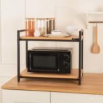 amazon basics Metal Multi-Purpose Standing Rack for Microwave, Oven, OTG | Kitchen Organizer (Brown), Freestanding