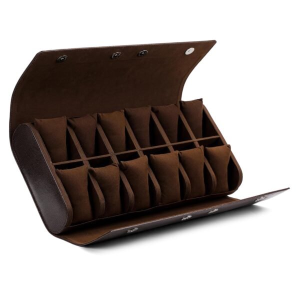 essart 12-Slot Watch Roll Case – Luxury PU Leather Travel Watch Organizer for Men & Women | Portable Watch Storage Case | Scratch-Resistant & Protective