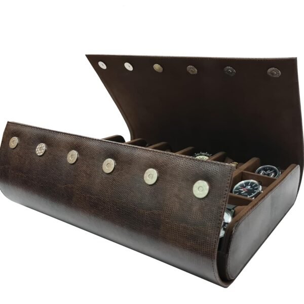 essart 18-Slot Watch Roll Case – Premium Travel Organizer for Watch Collectors, PU Leather Luxury Storage, Portable & Scratch-Resistant (SN-Brown-Color)