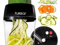 fullstar Plastic 3 In 1 Adjustable Handheld Zucchini Spaghetti Maker Vegetable Spiralizer Slicer With Container, Black