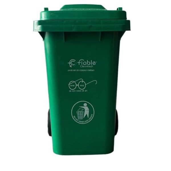 100 Litre Wheeled Plastic Dustbin with Lid | Durable Outdoor & Indoor Garbage Bin for Home and Kitchen Use (Green)