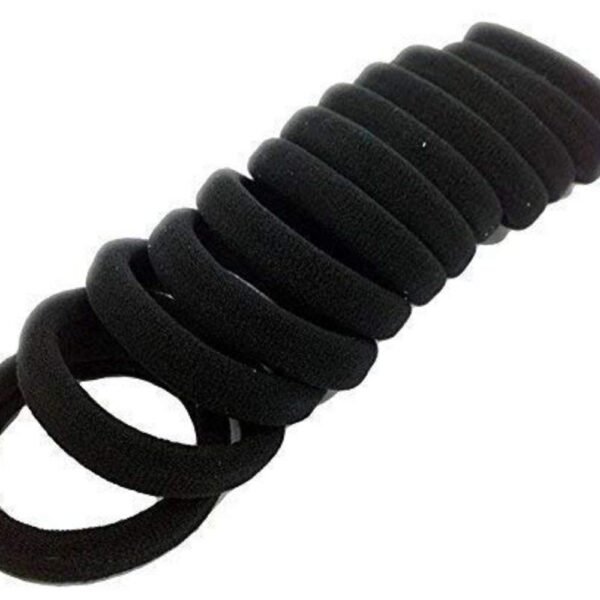12 Pcs of Black Elastic Cotton Stretch Hair Ties Bands for Women