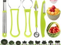 14 Pack Melon Baller Scoop Set - 4 in 1 Stainless Steel Fruit Tool Set Fruit Scooper Seed Remover with Fruit Vegetable Cutter Shapes Set Fruit Peeler for Fruit Slicer Dig Pulp Separator