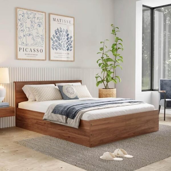 Wakefit Bed | 1 Yr Warranty | Bed Queen Size, Comes with Storage Box, Noise-Free, Density: 680–750 kg/m³, Termite & Borer Resistant, Fits Mattresses Up to 8 Inches (Taurus 78 x 60 - Columbian Walnut)