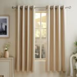 amazon basics 100% Room Darkening Blackout Window Curtains – Set of 2, Plain Design for Bedroom and Living Room, 5 Feet, Cream