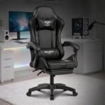 Warrior Gaming & Office Ergonomic Chair | Vegan Leather | High Back 135° Recliner | Adjustable Height & Linkage Armrest | Lumbar Support | 360° Swivel | 3 Year Warranty- Black
