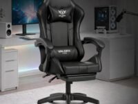 Warrior Gaming & Office Ergonomic Chair | Vegan Leather | High Back 135° Recliner | Adjustable Height & Linkage Armrest | Lumbar Support | 360° Swivel | 3 Year Warranty- Black