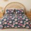 VAS COLLECTIONS Cloud Cotton Double Bedsheet 180 TC | Soft & Breathable Cotton Bedding Set with 2 Pillow Covers | Elegant Floral Printed Bed Sheet for Bedroom & Home | 90 x 90 Inches (Midnight Bloom)