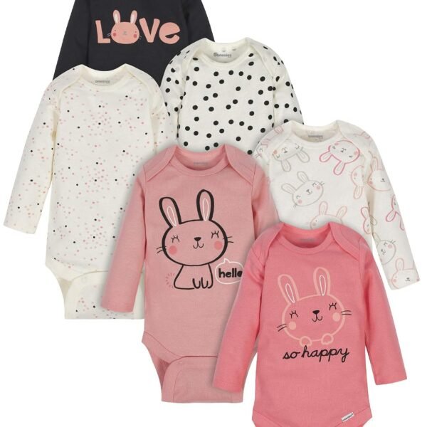 ONESIES Brand Baby Bodysuits 6-Pack Long Sleeve Soft Cotton