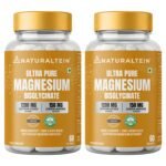 Naturaltein Magnesium Glycinate 1200mg (150mg Elemental) | Chelated High Absorption Magnesium Supports Sleep Quality & Muscle Relaxation | Glyphosate Tested | 120 Tablets