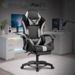 Warrior Gaming & Office Ergonomic Chair | Vegan Leather | High Back 135° Recliner | Adjustable Height & Linkage Armrest | Lumbar Support | 360° Swivel | 3 Year Warranty (Light Grey)