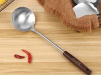 304 Stainless Steel Soup Ladle, Durable Rust Proof Soup Ladle with Ergonomic Handle, Soup Serving Spoon Ladles for Cooking Gravy Sauces, Silver/14.1Inch