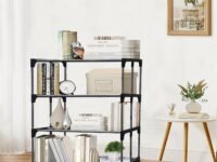 4 Tier Metal Book Shelf Tall Narrow Storage Rack for Kids and Adults Modern Bookshelf Unit for Nursery, School, Home, and Office, Floor Mount Open