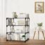 4 Tier Metal Book Shelf Tall Narrow Storage Rack for Kids and Adults Modern Bookshelf Unit for Nursery, School, Home, and Office, Floor Mount Open