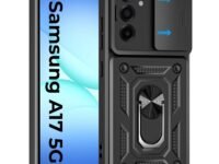 A rtistque Armor Bumper Back Case Cover for Samsung Galaxy A17 5G / F17/ M17 | Stylish Ring Holder & Inbuilt Stand | Sliding Camera Cover | Shockproof | Stylish Design | Samsung A17 Back Cover - Black