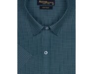 ACCOX Men's Half Sleeves Formal Regular Fit Cotton Check Shirt(Green,GO534)