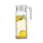AGARO Elegant Glass Jug with Lid, 1.1L, Multipurpose Jug, Easy Pour Spout & Strong Handle, Transparent Beverage Carafe for Home, Office, Pitcher for Serve Water, Milk, Juice, Beverage, Lassi, Cocktail