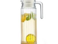 AGARO Elegant Glass Jug with Lid, 1.1L, Multipurpose Jug, Easy Pour Spout & Strong Handle, Transparent Beverage Carafe for Home, Office, Pitcher for Serve Water, Milk, Juice, Beverage, Lassi, Cocktail