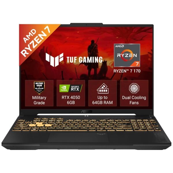 ASUS TUF A16 (2026), AMD Ryzen 7 170 Processor,RTX 4050-6GB, 16GB RAM, 512GB SSD, FHD+, 16"(40 cm), Windows 11 Home, M365 Basic(1 Year)* Office 2024, Mecha Gray, 2.2 Kg, FA607NUQ-RL047WS,Gaming Laptop