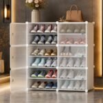 AYSIS Premium Foldable Plastic Shoe Rack for Home, 𝟔 𝐃𝐨𝐨𝐫 𝟏𝟐 𝐒𝐡𝐞𝐥𝐟 Shoe Cabinet, Dustproof & Waterproof Organizer, Portable Space Saving Storage for Entryway, Bedroom & Living Room, White