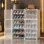 AYSIS Premium Foldable Plastic Shoe Rack for Home, 𝟔 𝐃𝐨𝐨𝐫 𝟏𝟐 𝐒𝐡𝐞𝐥𝐟 Shoe Cabinet, Dustproof & Waterproof Organizer, Portable Space Saving Storage for Entryway, Bedroom & Living Room, White