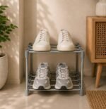 AYSIS Premium Modular Plastic Shoe Rack for Home with Door | 𝟓-𝐓𝐢𝐞𝐫 Stackable Shoe Organizer | Waterproof & Dustproof | Space Saving Storage for Home, Bedroom & Entryway【Grey, 5-Shelf-5-Door】
