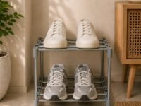 AYSIS Premium Modular Plastic Shoe Rack for Home with Door | 𝟓-𝐓𝐢𝐞𝐫 Stackable Shoe Organizer | Waterproof & Dustproof | Space Saving Storage for Home, Bedroom & Entryway【Grey, 5-Shelf-5-Door】