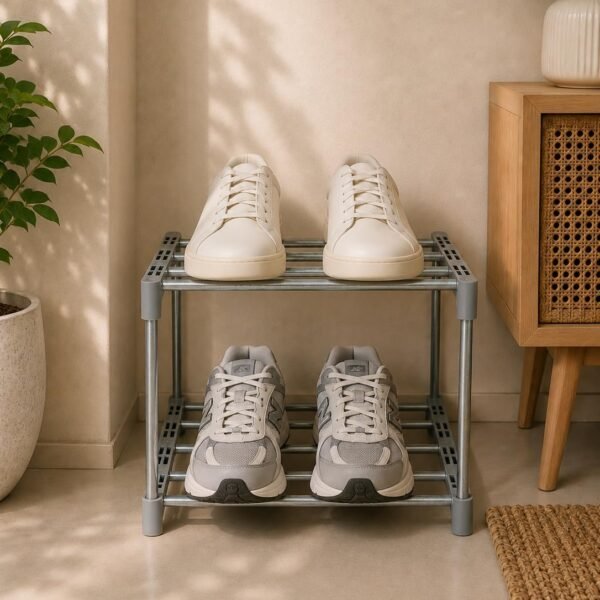 AYSIS Premium Modular Plastic Shoe Rack for Home with Door | 𝟓-𝐓𝐢𝐞𝐫 Stackable Shoe Organizer | Waterproof & Dustproof | Space Saving Storage for Home, Bedroom & Entryway【Grey, 5-Shelf-5-Door】